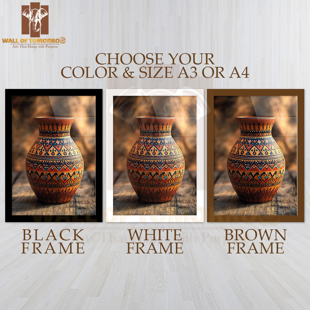 Sri Lankan Clay Pot Travel High Quality Glass Frame Wall Décor