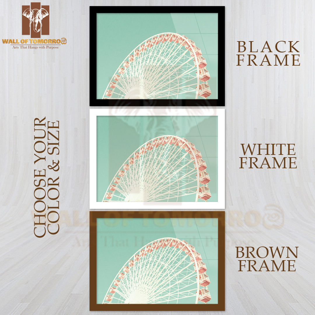 Coral Ferris Wheel on Mint Sky High Quality Unframed Poster Print & Waterproof Poster Print Wall Décor