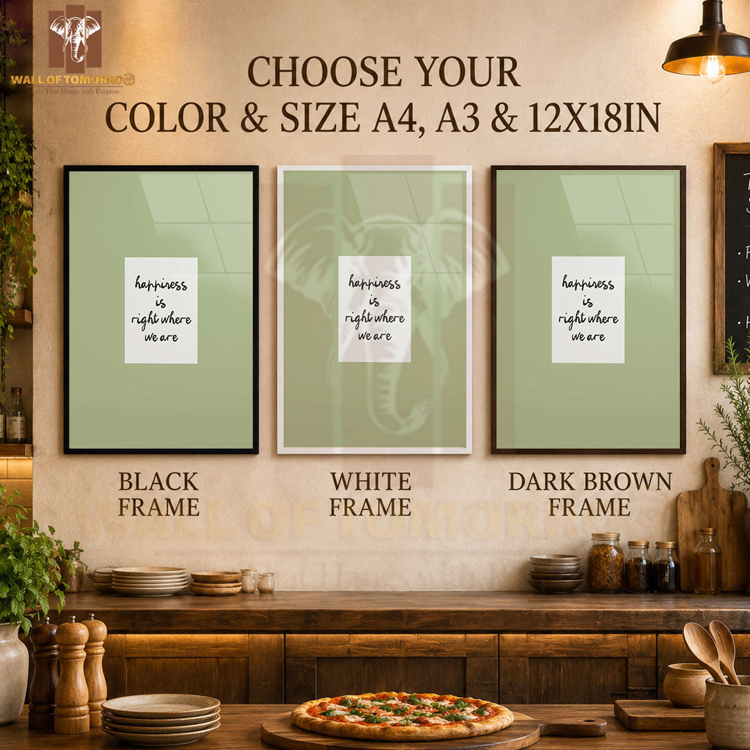 Hapiness is Right Where We Are Kitchen & Restaurant High Quality Glass Frame Wall Décors in Sri Lanka