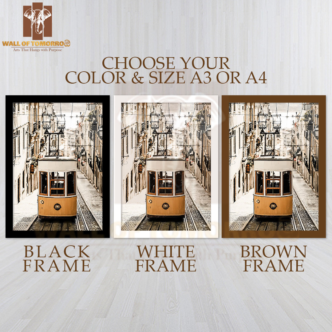 Lisbon Journey Tram High Quality Glass Frame Wall Décor