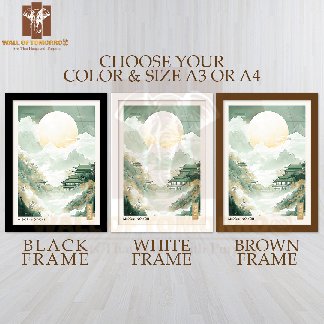 Midori No Yuhi Japandi Art High Quality Glass Frame Wall Décor