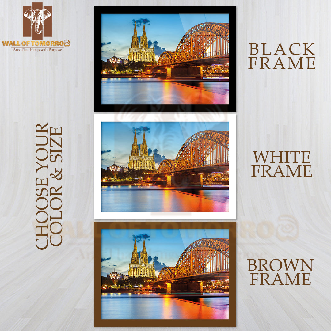 View On Cologne Cathedral and Hohenzollern Bridge, Germany High Quality Unframed Poster Print & Waterproof Poster Print Wall Décor