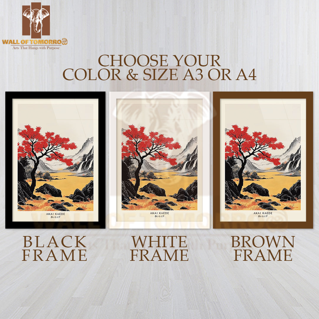 Akai Kaede Japandi Art High Quality Glass Frame Wall Décor