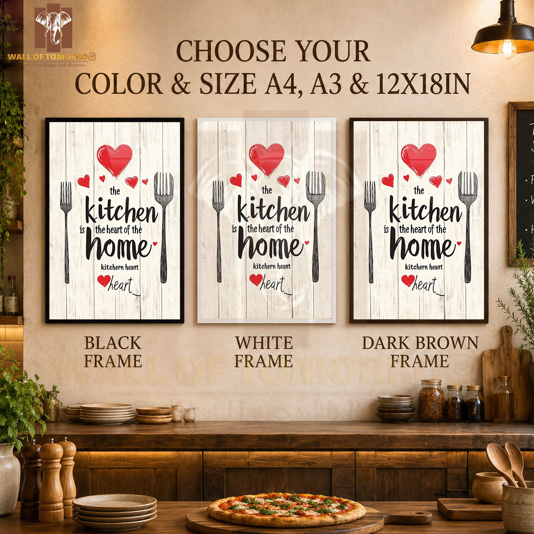 The Kitchen is The Heart of The Home Kitchen & Restaurant High Quality Glass Frame Wall Décors in Sri Lanka
