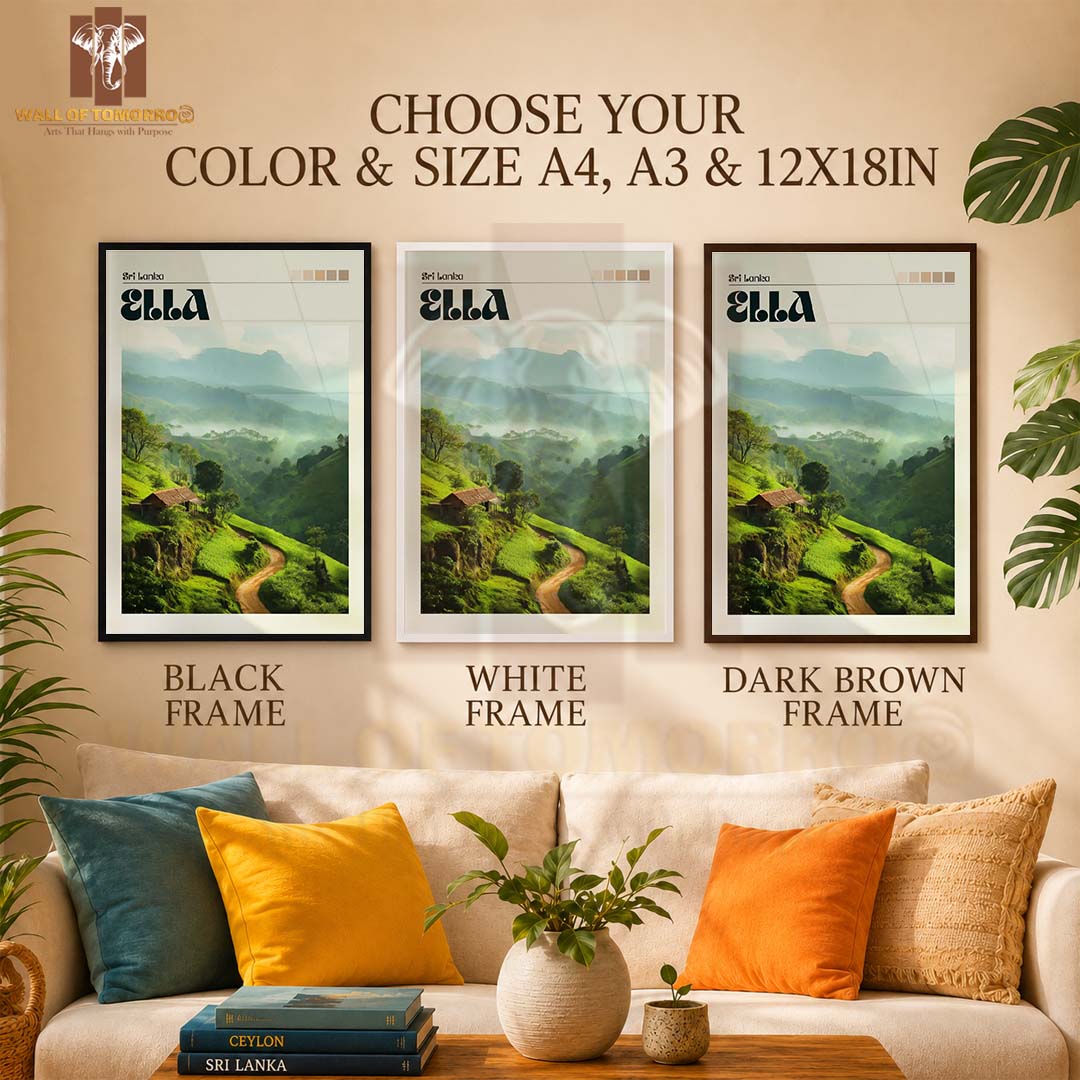 Lanka Tea Plantation, Ella, Sri lanka Travel High Quality Glass Frame Wall Décor