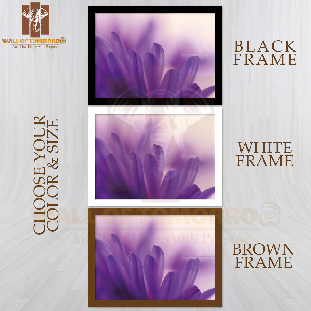 Abstract of Blue Petals of Aster High Quality Glass Frame Wall Décor