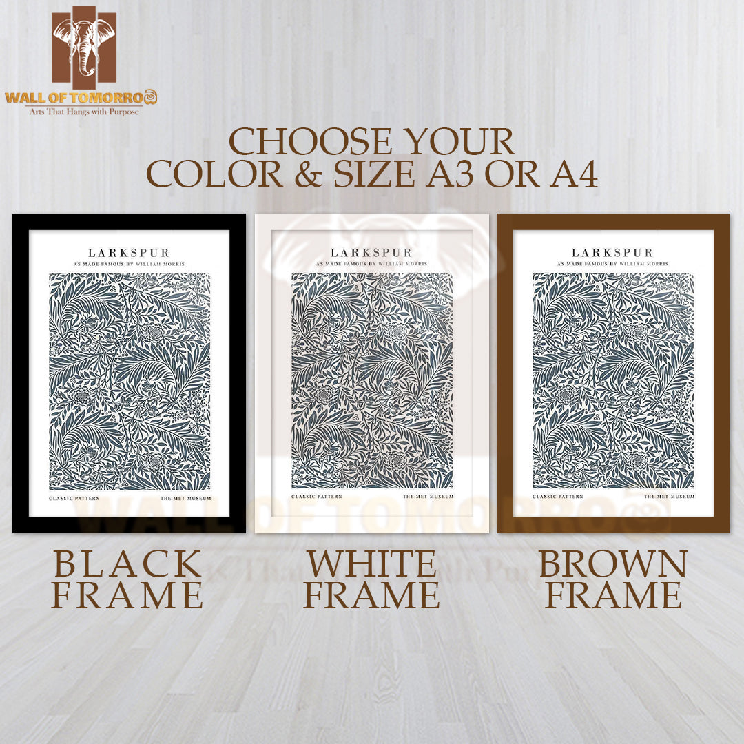 William Morris Larkspur Art High Quality Glass Frame Wall Décor