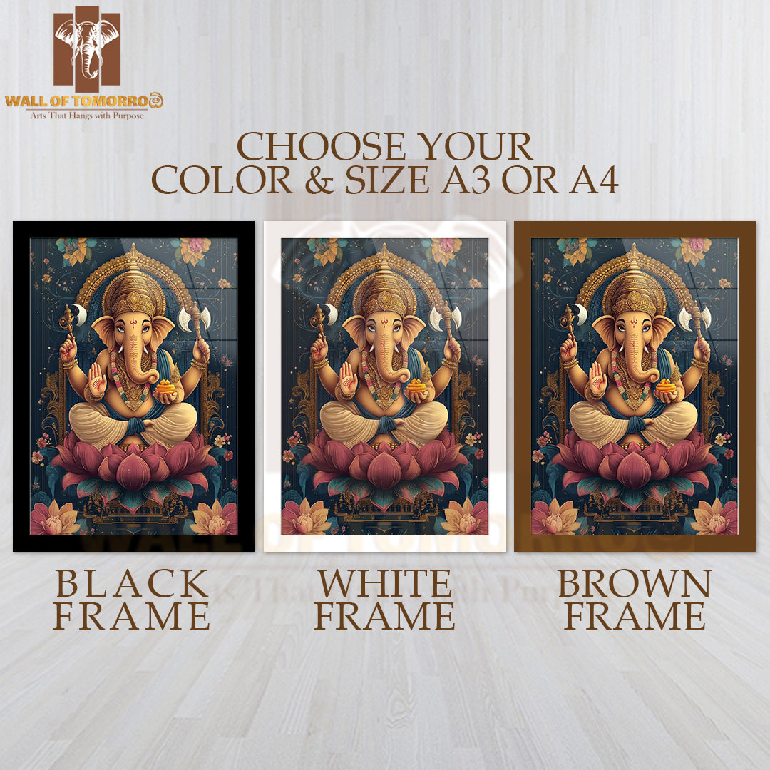 Lord Ganesha Religious High Quality Glass Frame Wall Décors in Sri Lanka