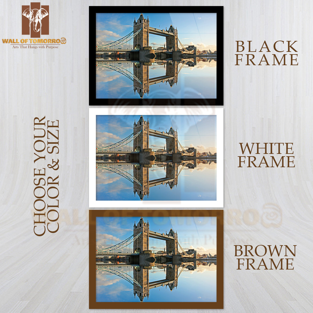 Tower Bridge at Sunset High Quality Glass Frame Wall Décor