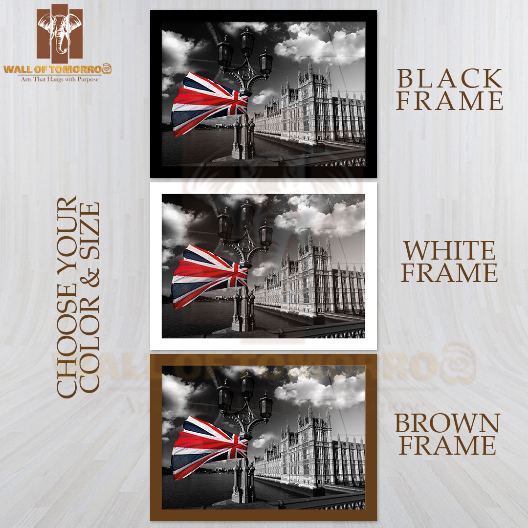 Houses Of Parliament with Flag of England, London, UK High Quality Unframed Poster Print & Waterproof Poster Print Wall Décor