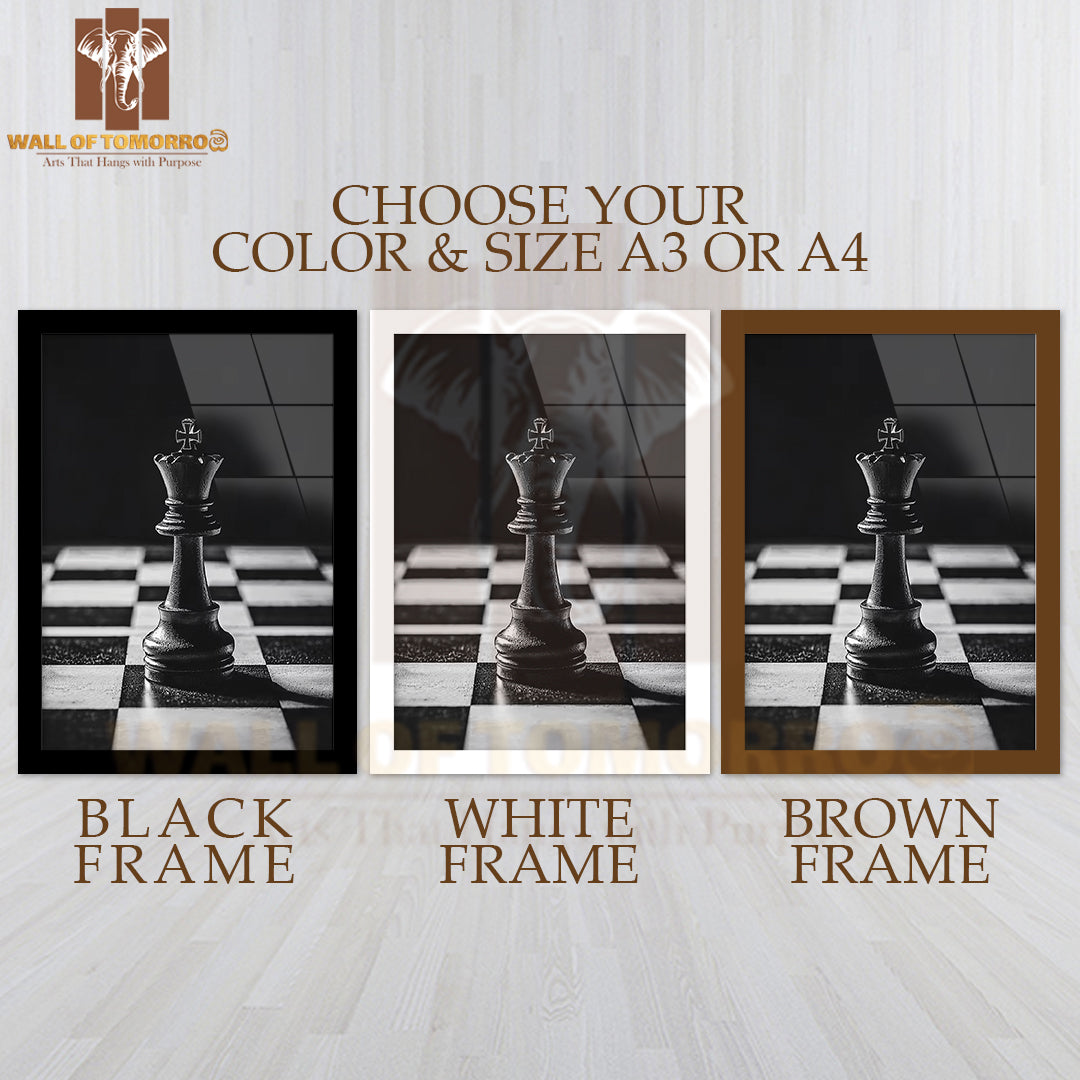 Chess Sovereign B&W High Quality Glass Frame Wall Décor