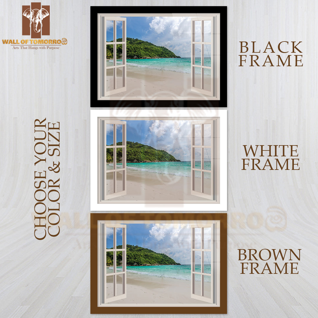 Large Beach Window Scenery Blue Sea High Quality Unframed Poster Print & Waterproof Poster Print Wall Décor