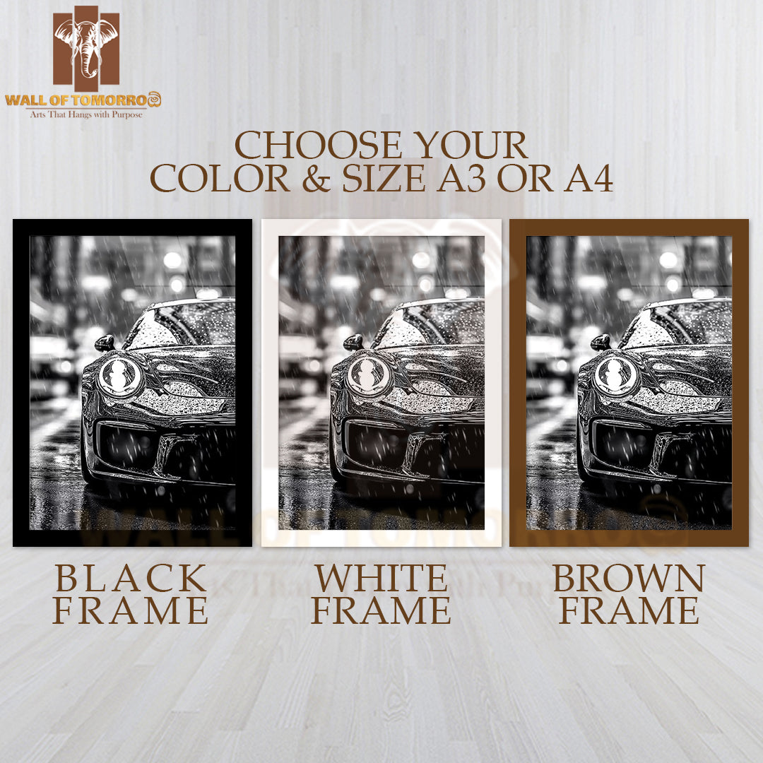 Porsche Carrera 4 Reflections High Quality Glass Frame Wall Décor