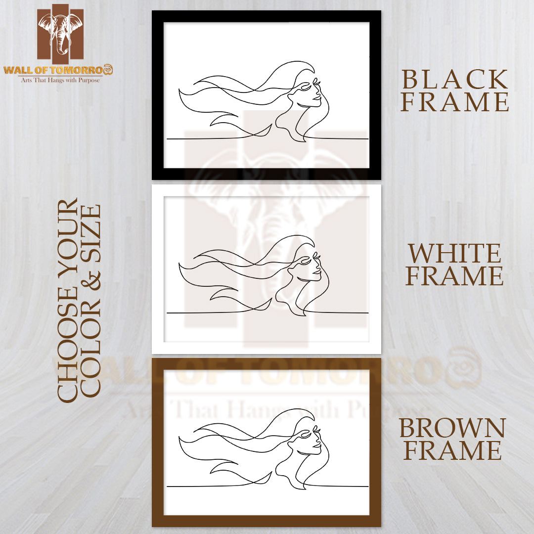 Abstract Portrait of Pretty Young Woman High Quality Glass Frame Wall Décor