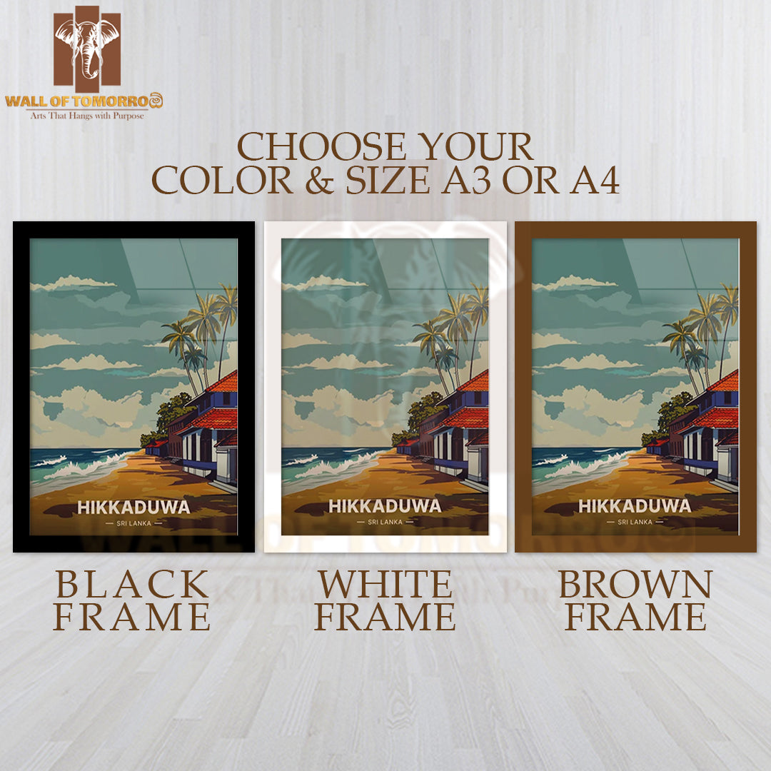 Hikkaduwa Beach Sri Lanka Travel High Quality Glass Frame Wall Décor