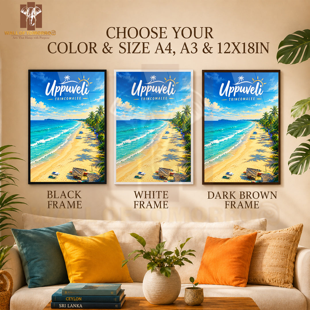 Uppuveli Beach, Trincomalee Sri Lanka Travel High Quality Glass Frame Wall Décor