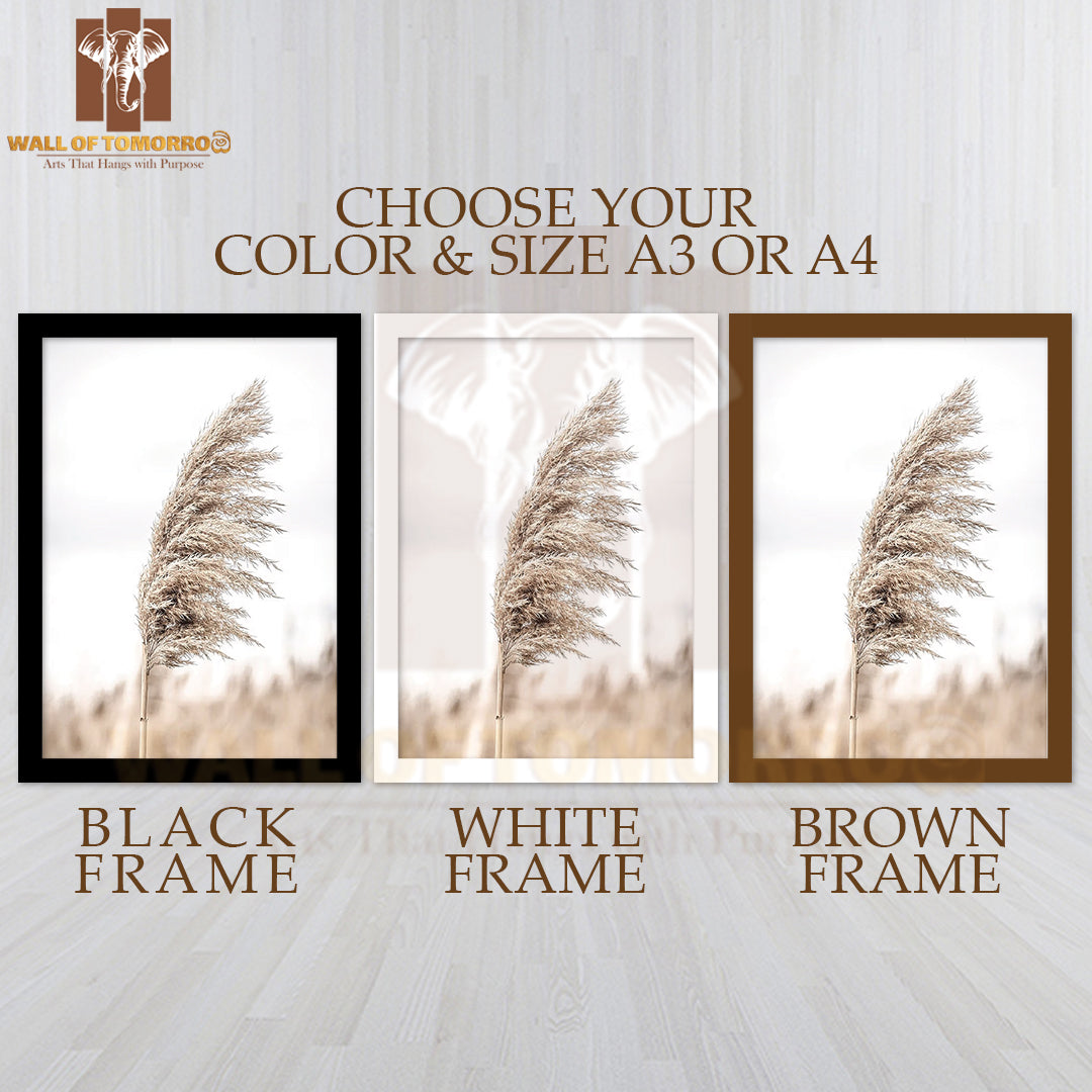 Dry Reeds Faded High Quality Glass Frame Wall Décor