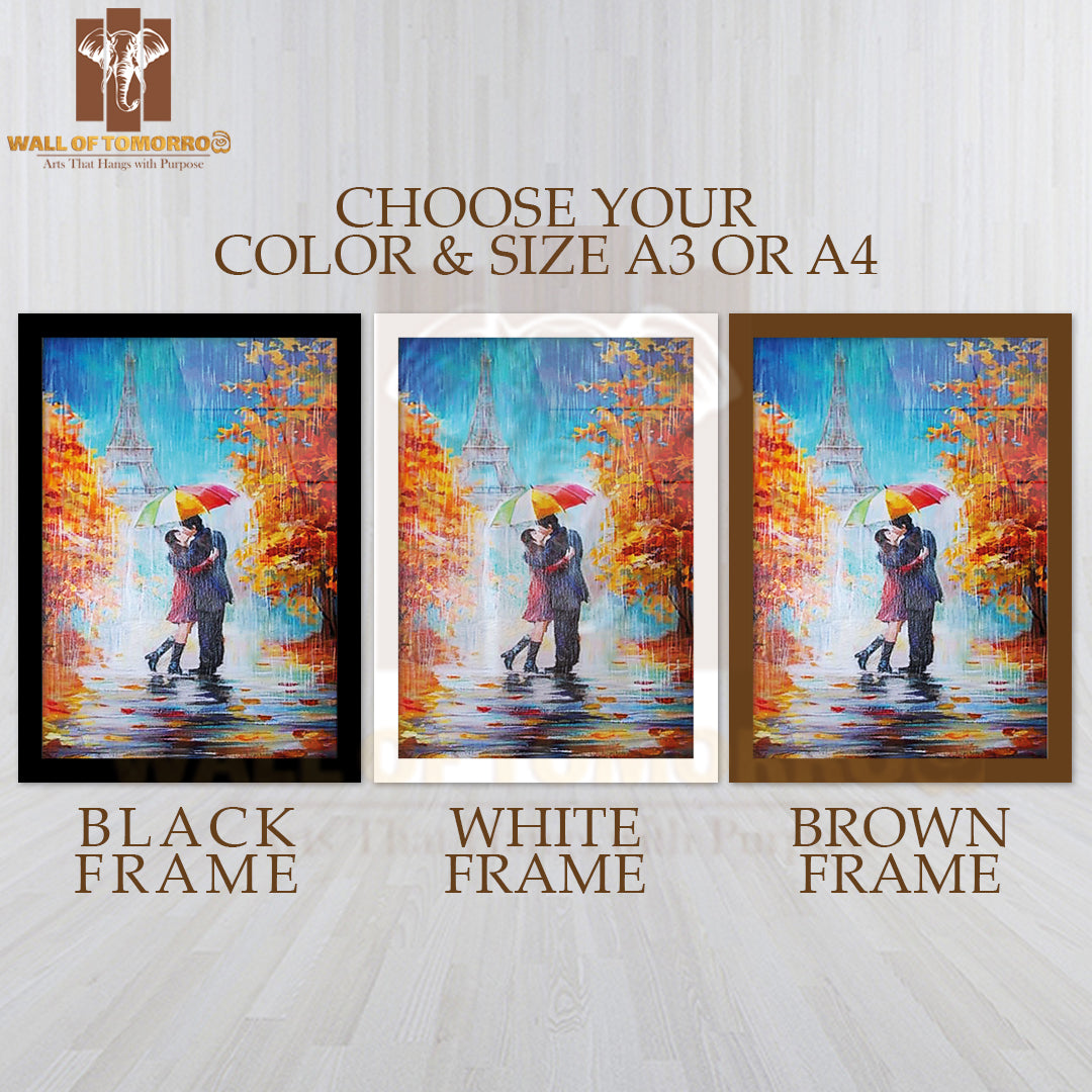 Paris Eiffel Tower Romantic Gorgeous Painting High Quality Glass Frame Wall Décor