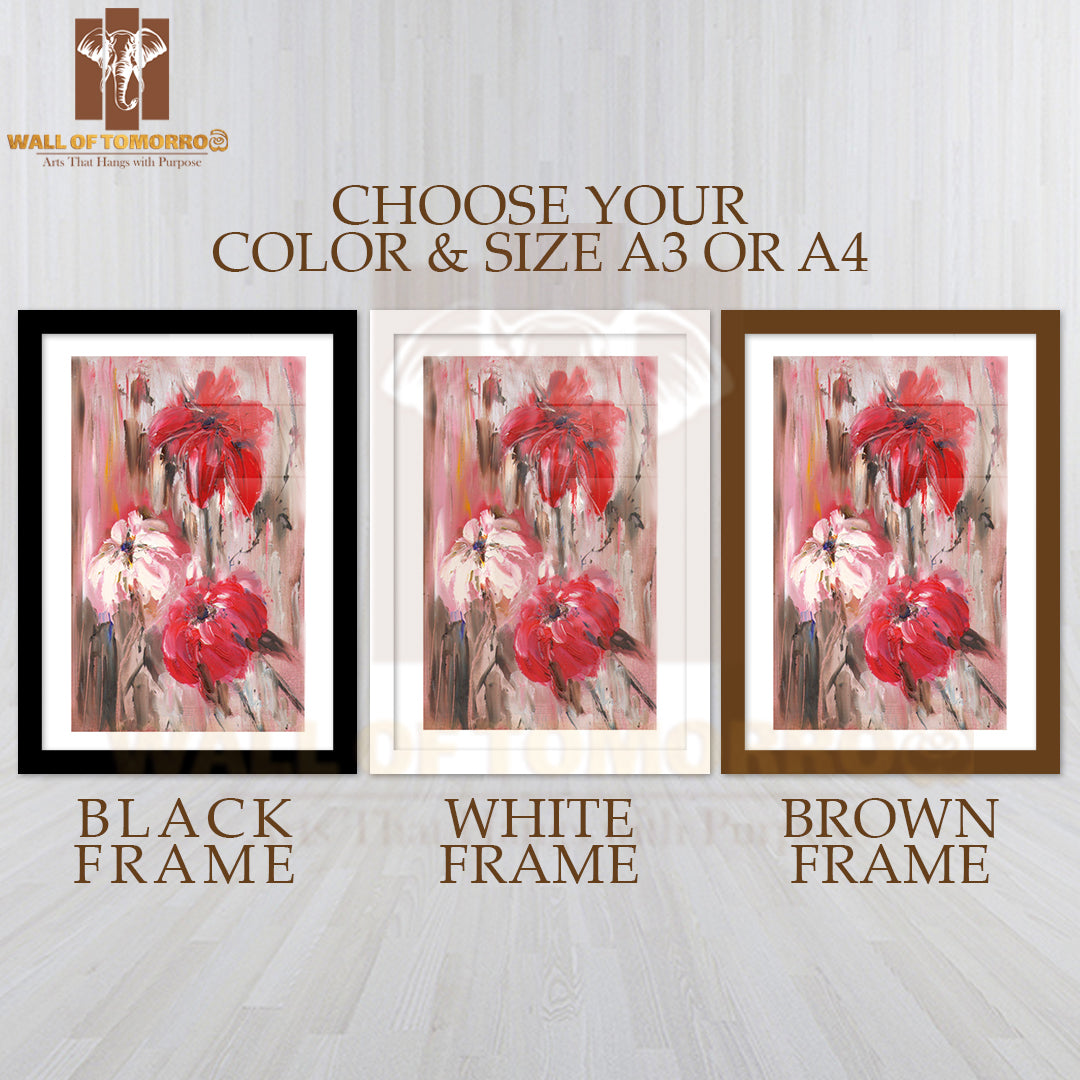 Colorful Abstract Flowers Oil Painting High Quality Glass Frame Wall Décor
