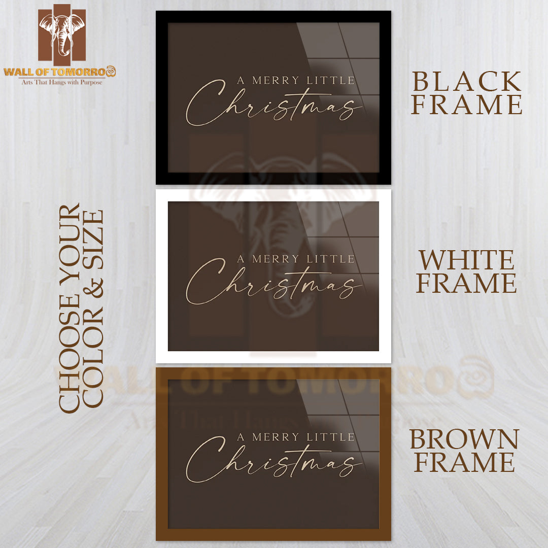 Neutral Brown Holiday Christmas Quote High Quality Glass Frame Wall Décor