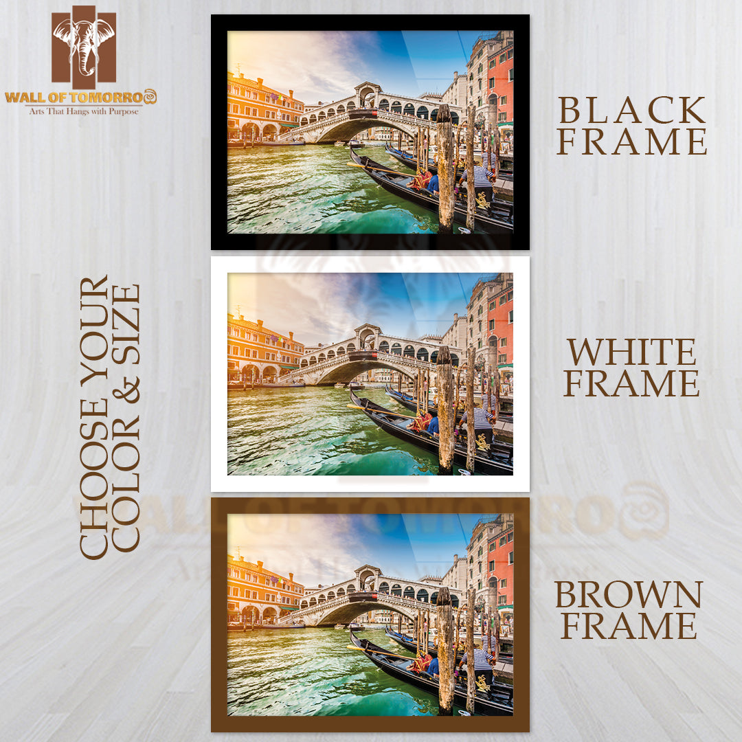 Famous Canal Grande from Famous Rialto Bridge at Sunset in Venice, Italy High Quality Unframed Poster Print & Waterproof Poster Print Wall Décor