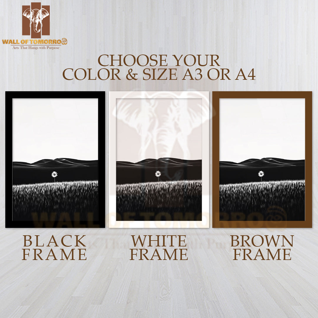 Whisper Of Nature B&W High Quality Glass Frame Wall Décor