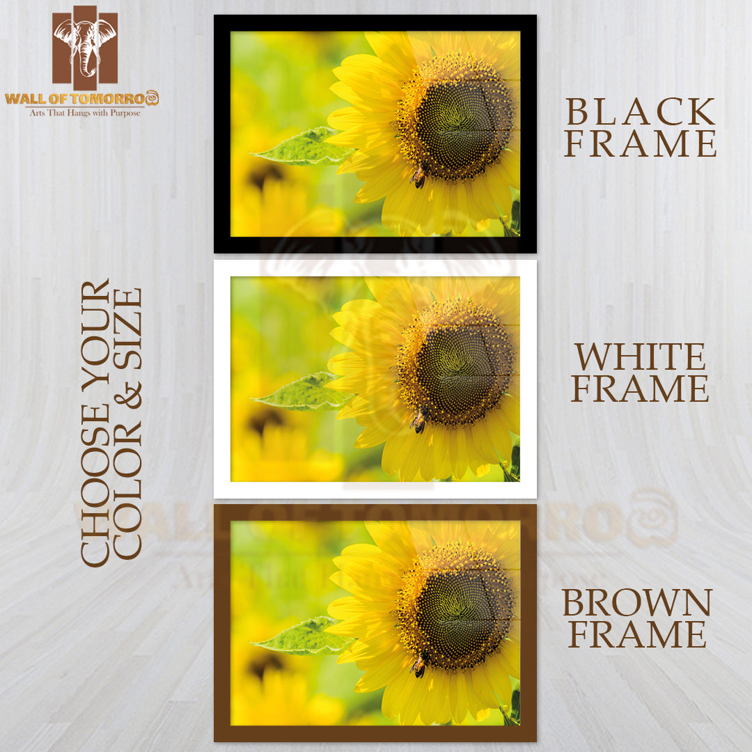 Close Up Sunflower and the Bee High Quality Unframed Poster Print & Waterproof Poster Print Wall Décor