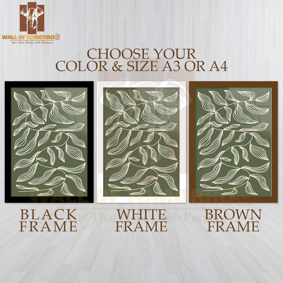 Various Leaves in Different Shades of Green High Quality Glass Frame Wall Décors in Sri Lanka