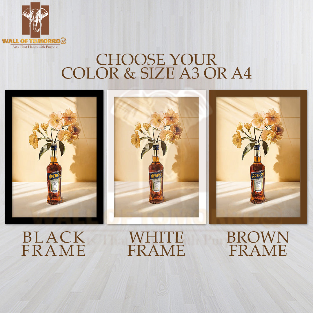 Aperol Aperitivo Flower Vase High Quality Glass Frame Wall Décor