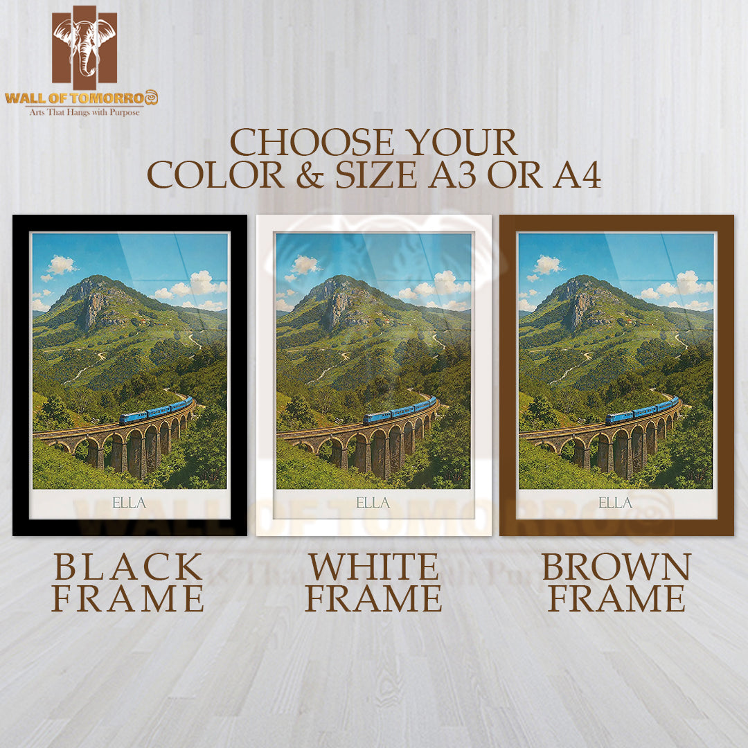 Ella Sri Lanka Travel, Nine Arch Bridge Train High Quality Glass Frame Wall Décor