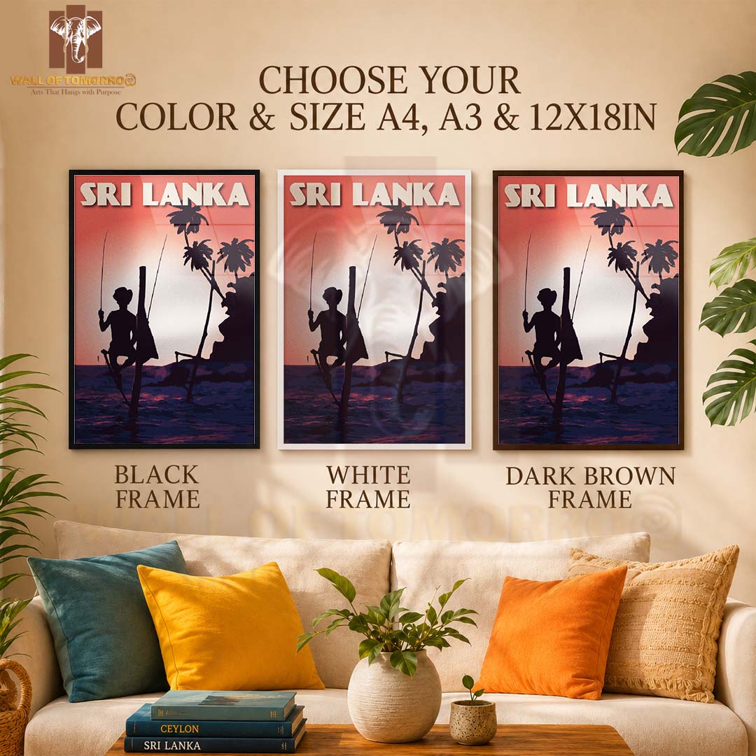 Sri Lanka Travel The Fisherman High Quality Glass Frame Wall Décor