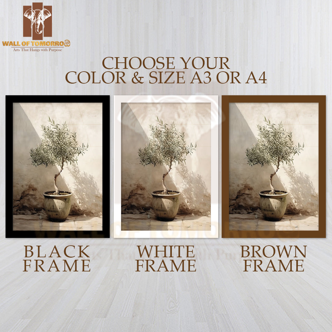 Olive Tree Mediterranean High Quality Glass Frame Wall Décor