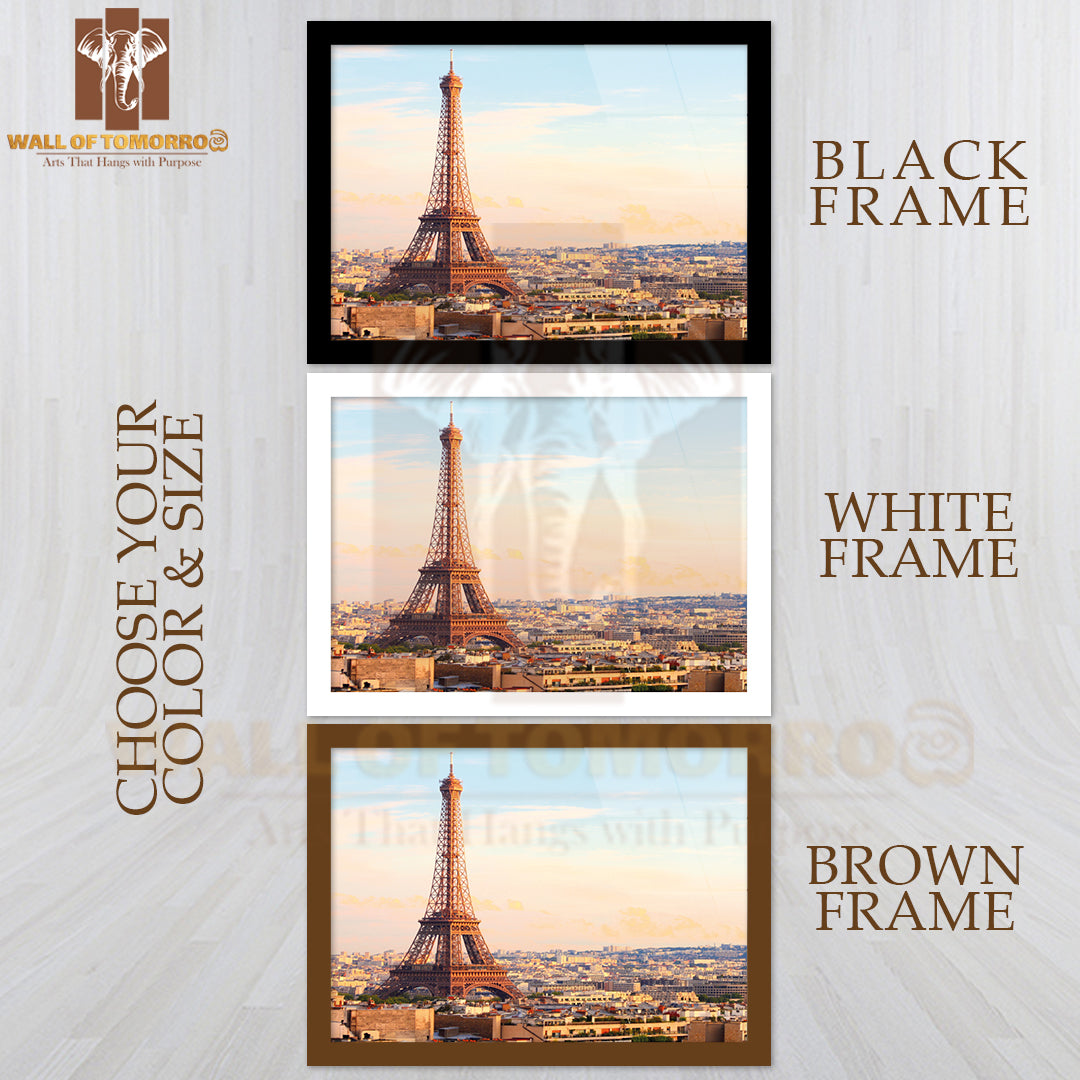 Cityscape With Eiffel Tower in The Light of Sunset High Quality Unframed Poster Print & Waterproof Poster Print Wall Décor