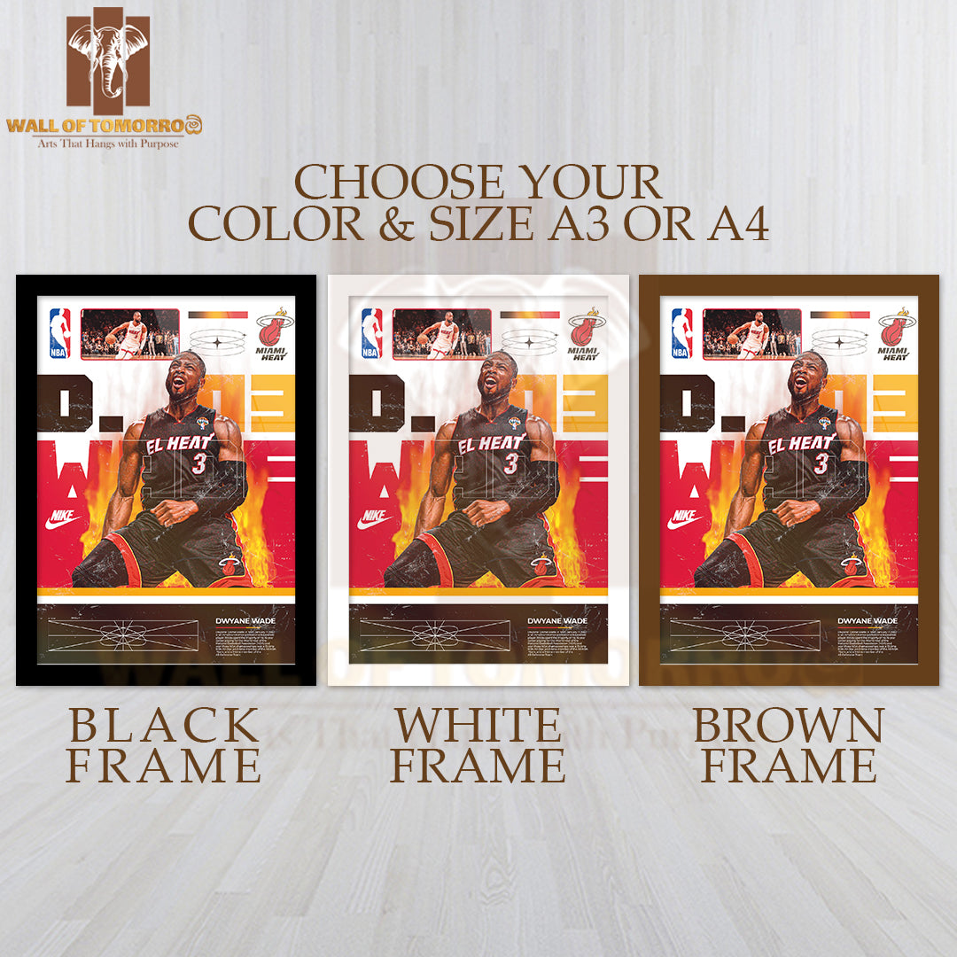 Miami Famous Basketball Team Player Sports High Quality Glass Frame Wall Décor