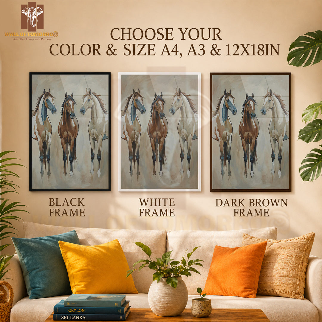Horses Painting Animals High Quality Glass Frame Wall Décor in Sri Lanka
