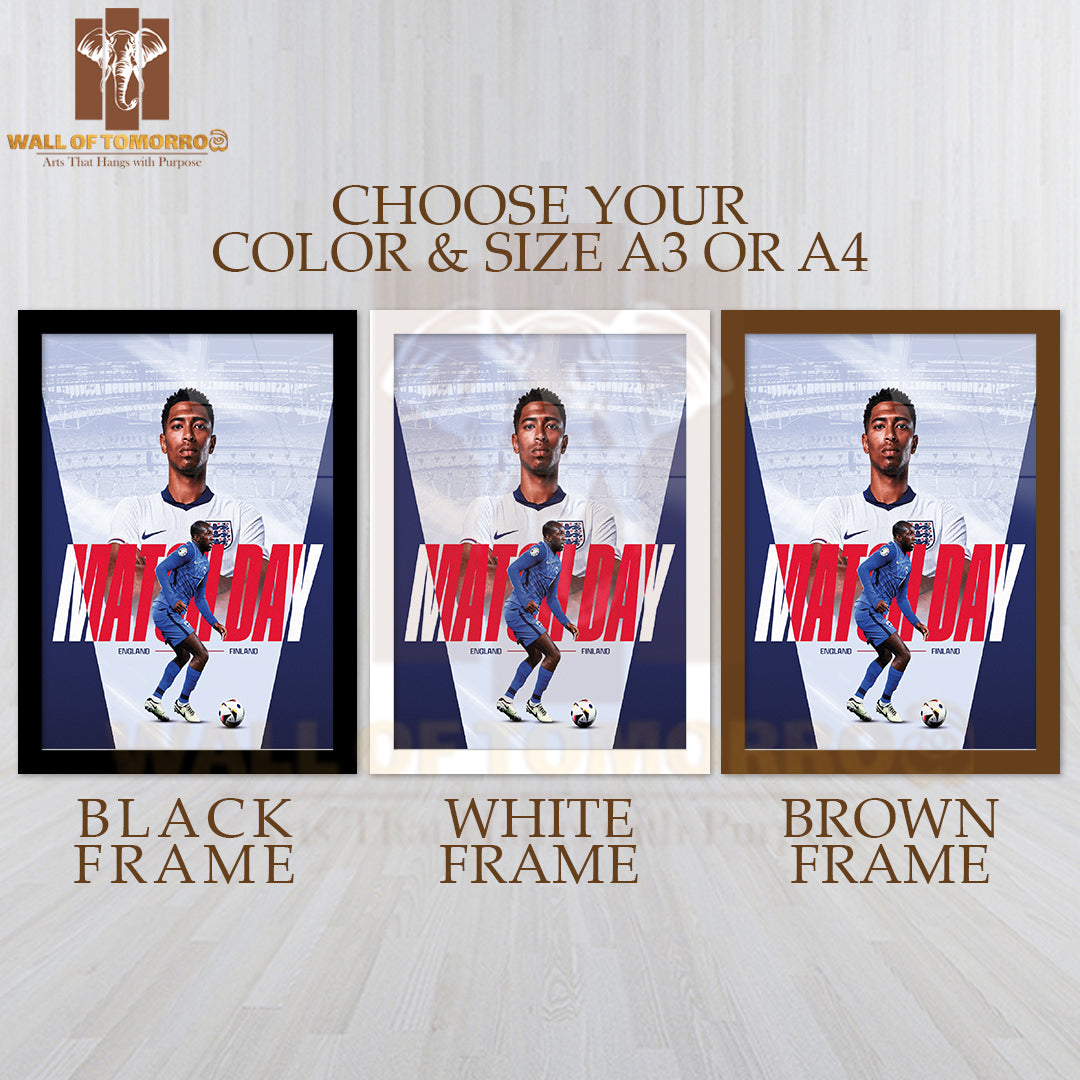 England And France Players on The Field Sports High Quality Glass Frame Wall Décor