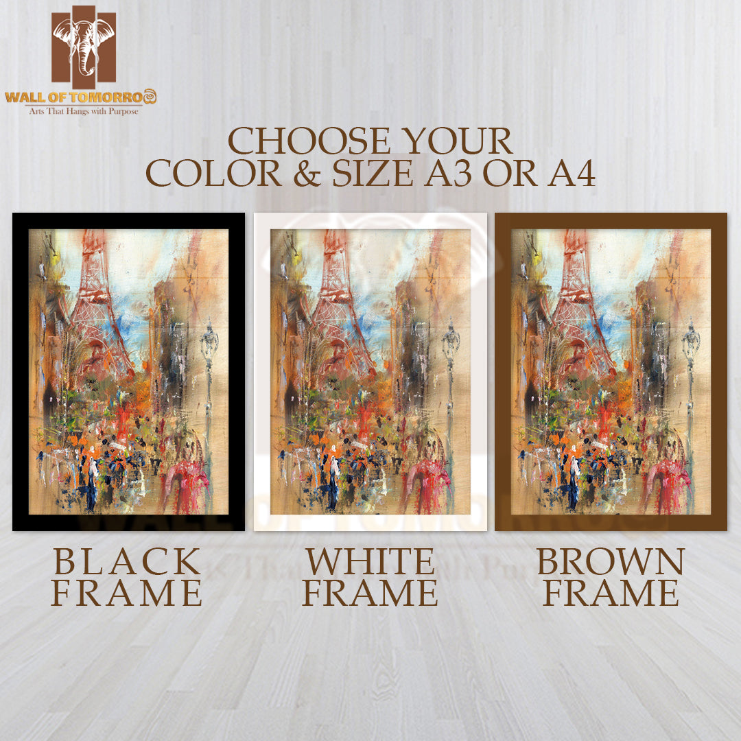 Street In Paris Oil Painting High Quality Glass Frame Wall Décor