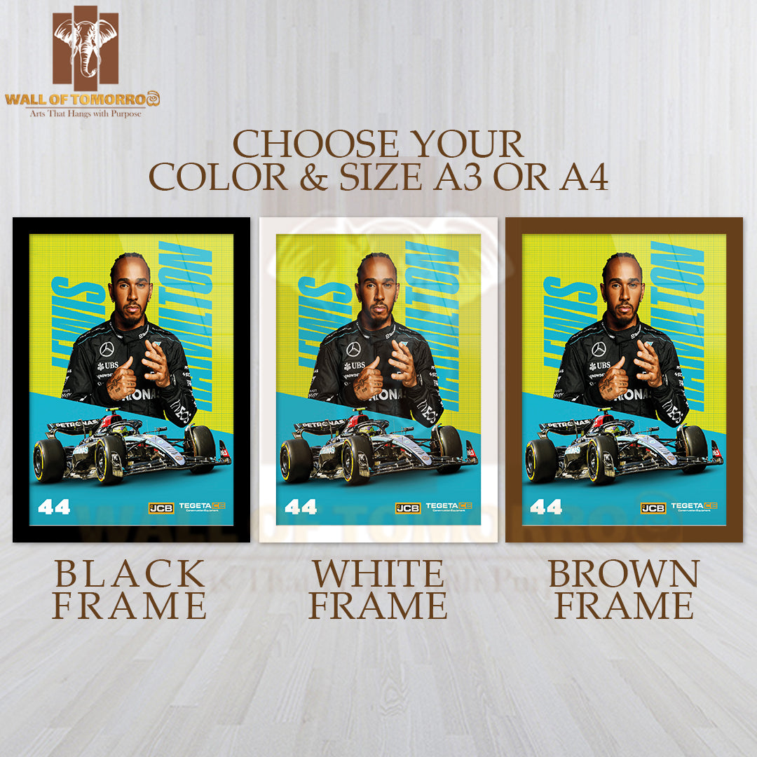 Famous Racer In His Mercedes-AMG F1 Team Uniform Sports High Quality Glass Frame Wall Décor