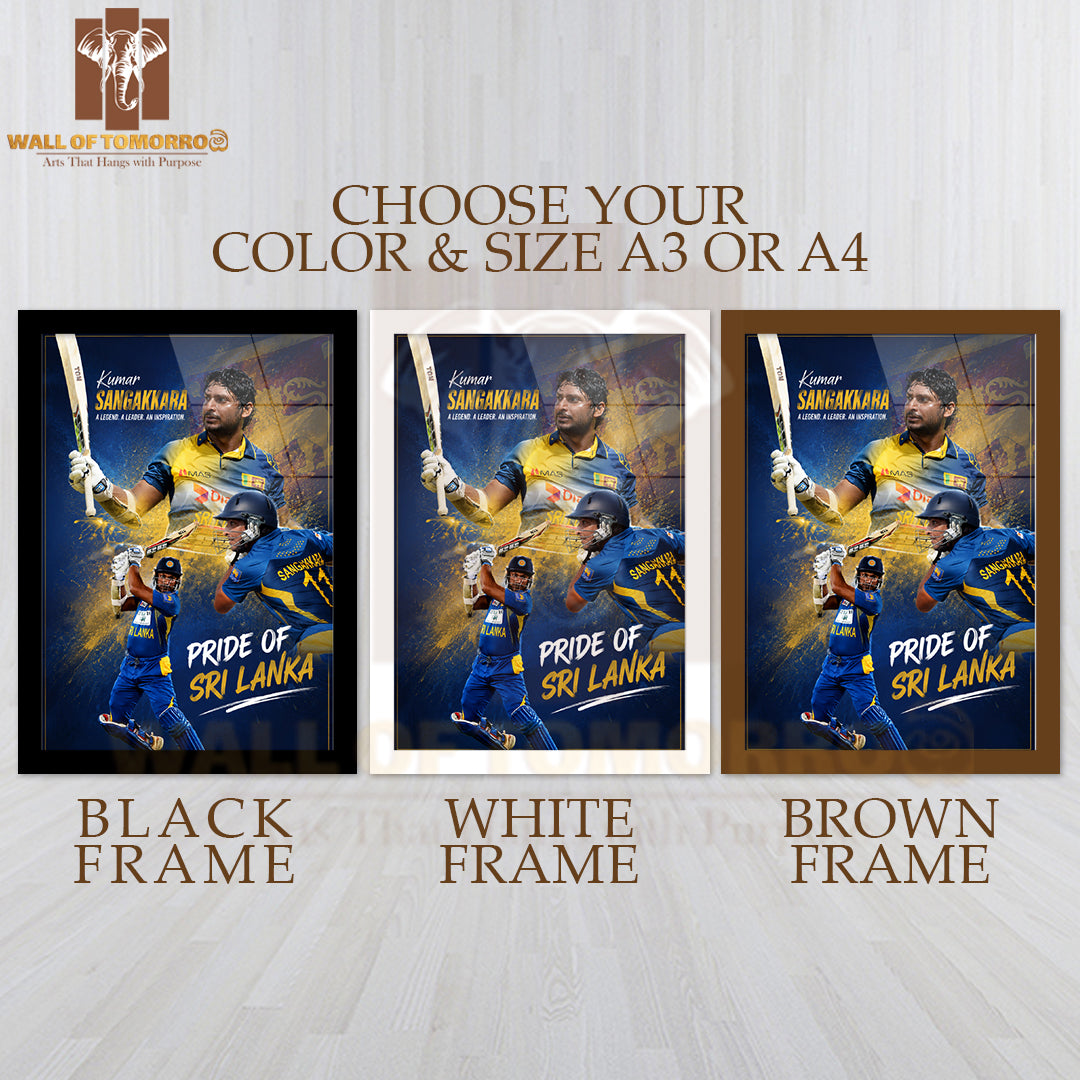 Sri Lanka Cricket Legend Kumar Sangakkara Sports High Quality Glass Frame Wall Décor