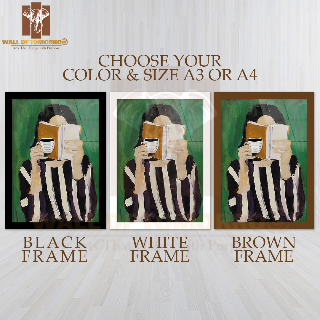 Coffee And Pages Painting High Quality Glass Frame Wall Décor