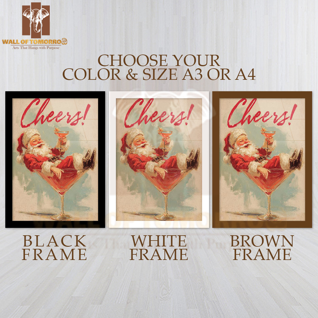 Cheers Santa High Quality Glass Frame Wall Décor