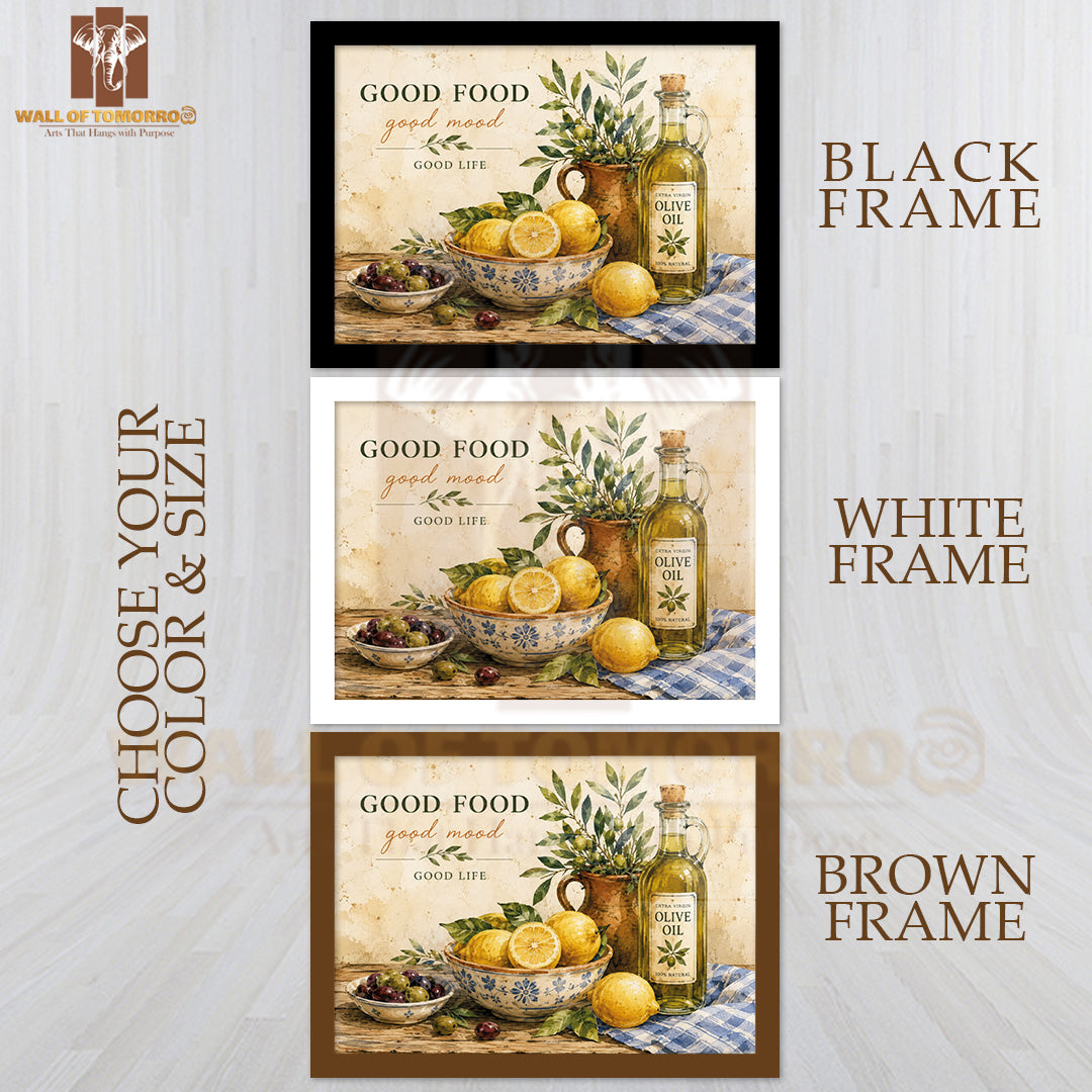 Good Food, Good Mood, Olive Oil Kitchen & Restaurant High Quality Glass Frame Wall Décors in Sri Lanka