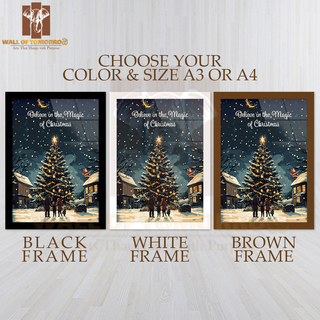 Christmas Tree Magic Holiday Village Quote High Quality Glass Frame Wall Décor