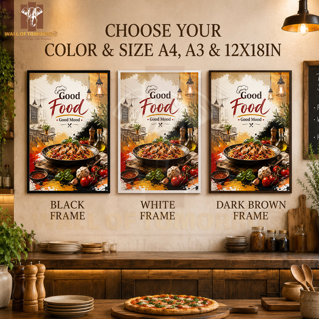 Good food, good mood Kitchen & Restaurant High Quality Glass Frame Wall Décors in Sri Lanka