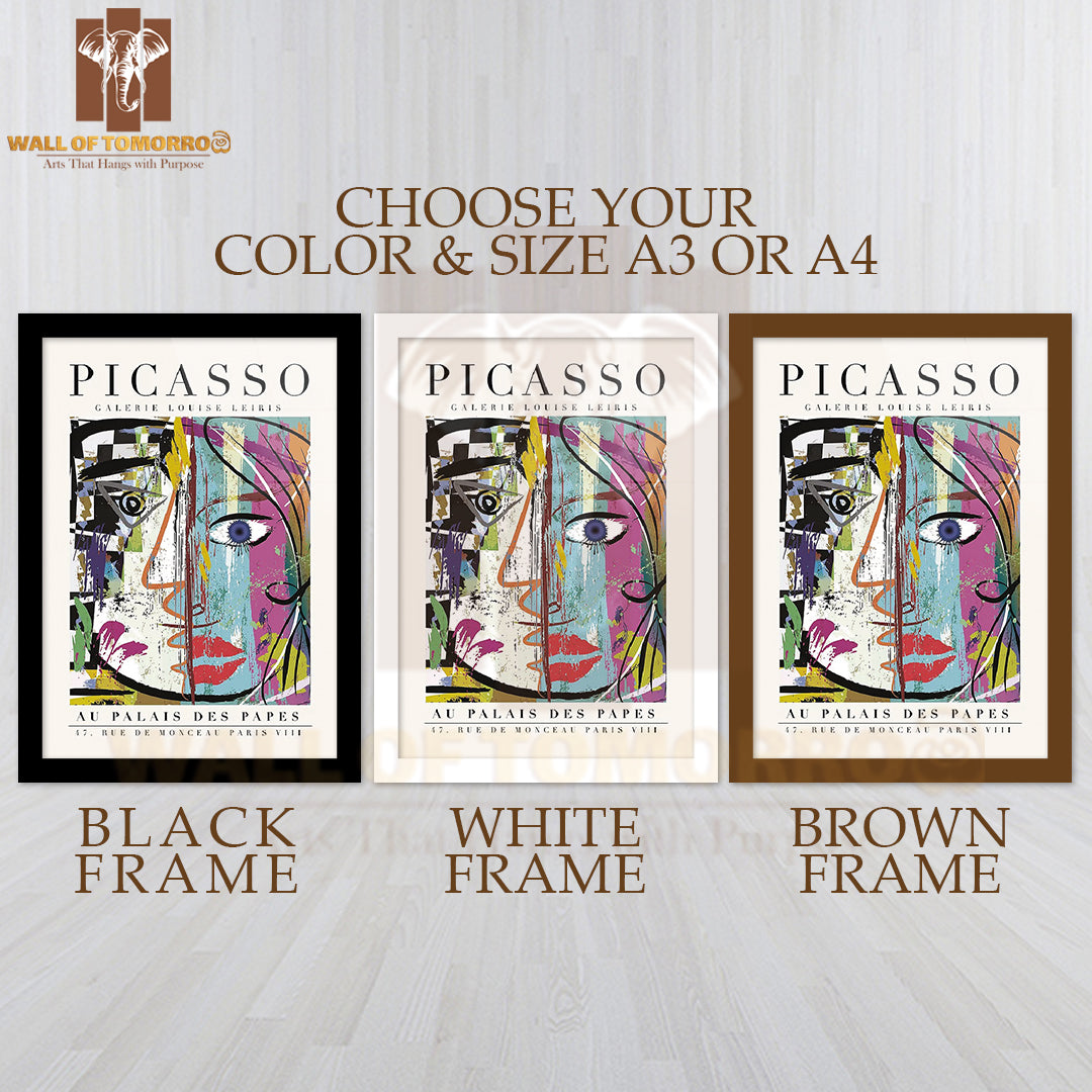 Visage Picasso Painting Art High Quality Glass Frame Wall Décor