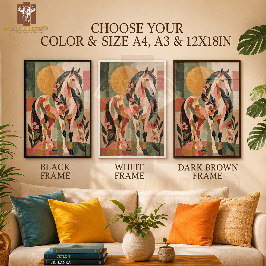 Horse Painting Animals High Quality Glass Frame Wall Décor in Sri Lanka