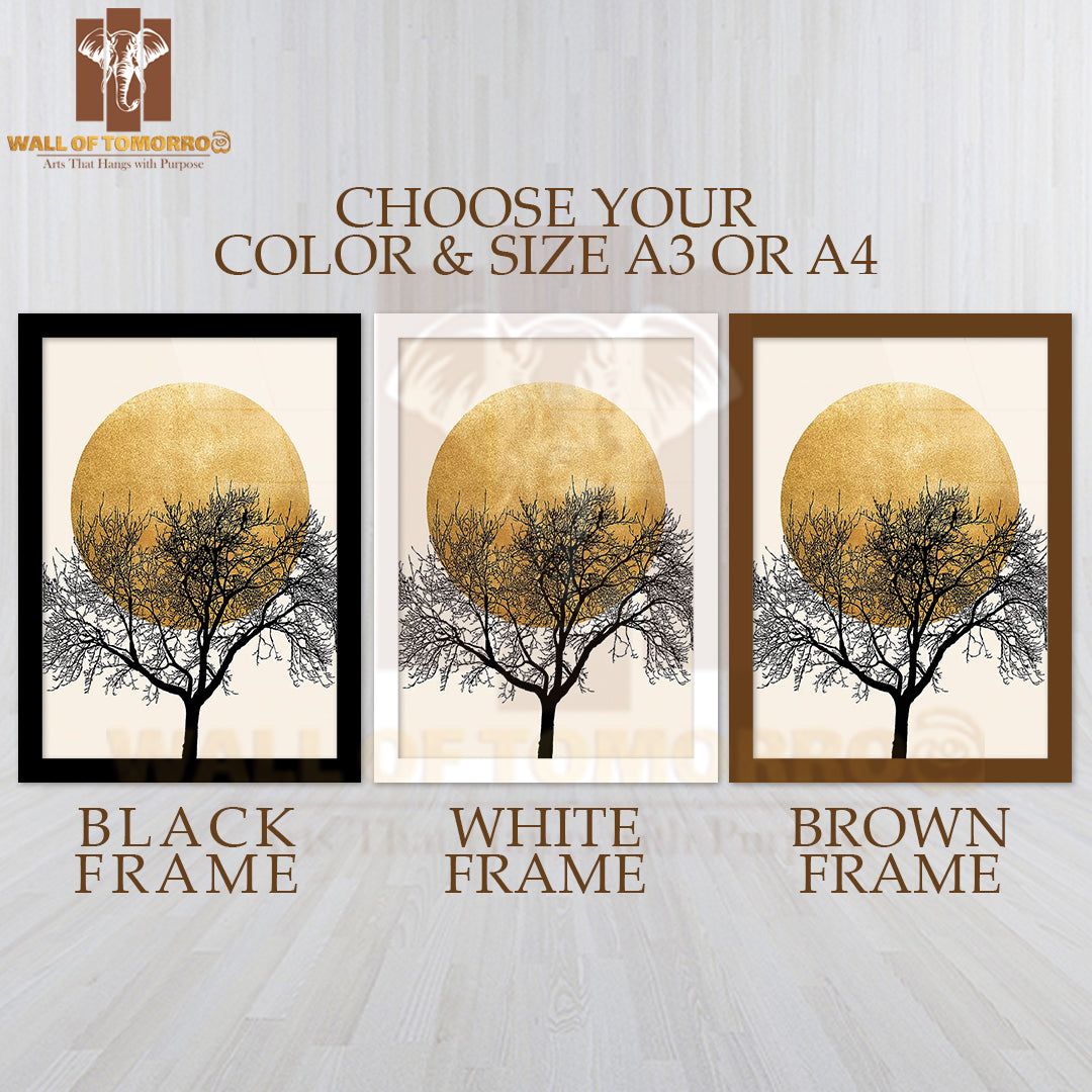 Silhouette Moon & Tree High Quality Glass Frame Wall Décor