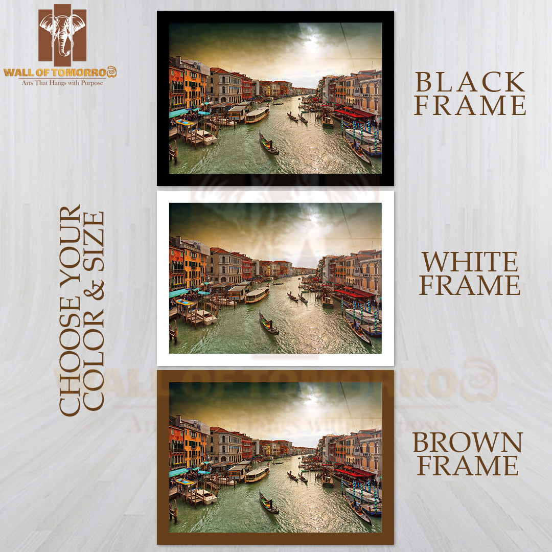 Boats And Gondolas on the Grand Canal of Venice High Quality Unframed Poster Print & Waterproof Poster Print Wall Décor