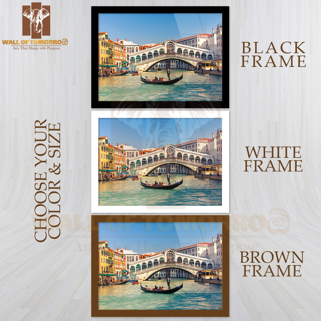 Gondola Near Rialto Bridge in Venice, Italy High Quality Unframed Poster Print & Waterproof Poster Print Wall Décor