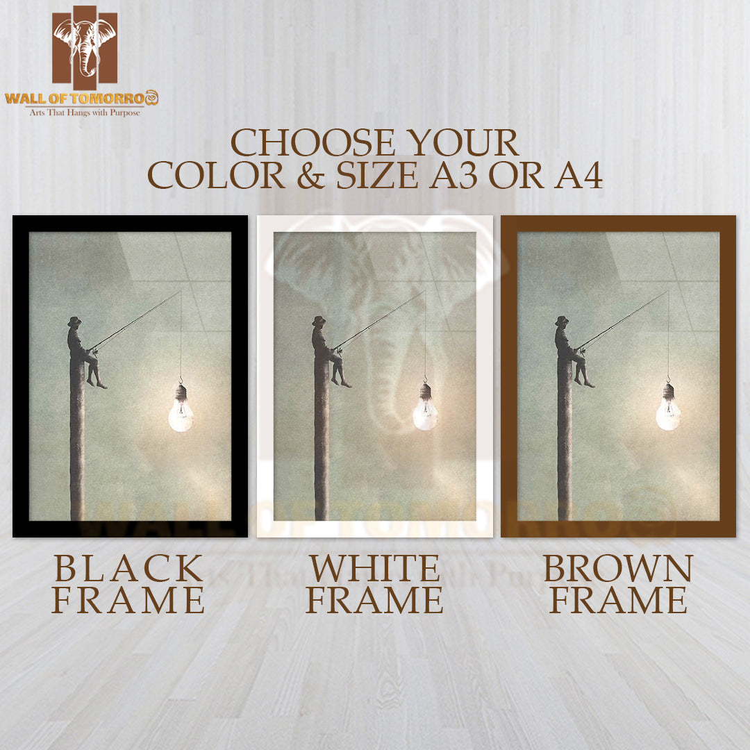 New Ideas Bulb & Human High Quality Glass Frame Wall Décor